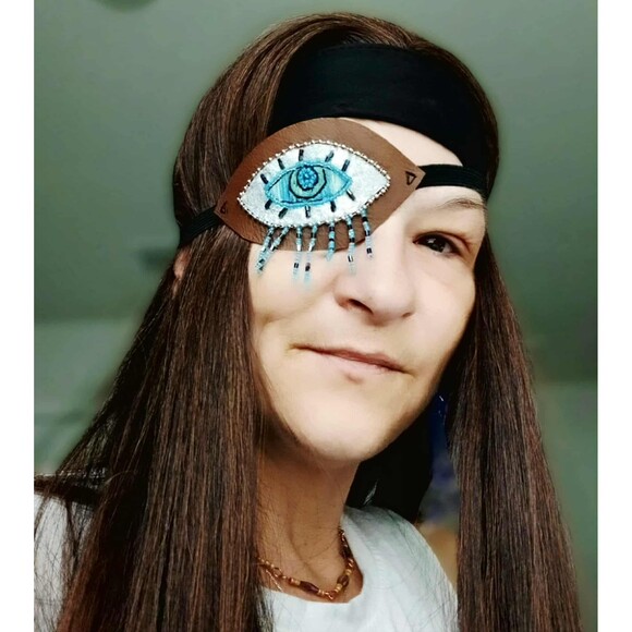 Embroidery Evil Eye, Eye Patch, Adjustable Vision Ocular Costume Accessory - Picture 6 of 6